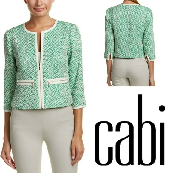 Cabi Clover Green Tweed Blazer Jacket 